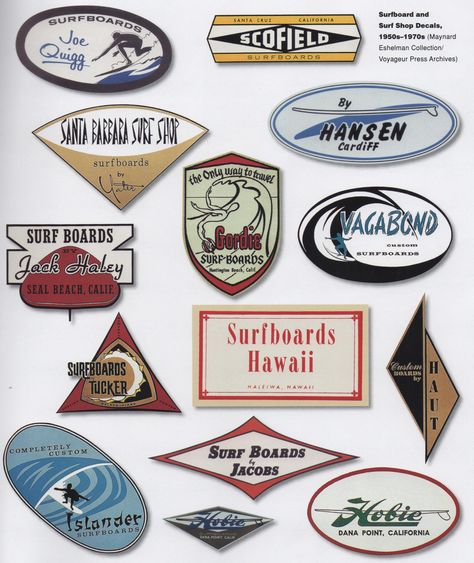 Old surf Logos,shops,etc. Surf Tshirt Design Vintage, Surf Culture, Surfing Logo, Vintage Surf Logo, Surf Club Logo, Surf Shop Logos, Vintage Surf Brand Logos, Vintage Surfboard Design, Retro Surf Art