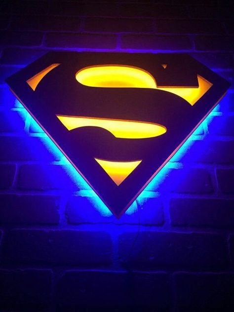 Superman Kids Room, Superman Bedroom, Superhero Lamp, Justice League Superman, Men Wallpaper, Basement Movie Room, Superman Comic Books, Superman Kids, Superman Wallpaper