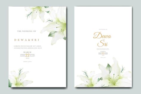 Beautiful Lyli Wedding invitation Card, 72 Best Free Graphics on Freepik Lily Wedding Invitations, Watercolor Lily, Wedding Invitations Leaves, Eucalyptus Wedding Invitation, Floral Wedding Invitation Card, Lily Wedding, Rose Wedding Invitations, Wedding Invitation Card Template, Eucalyptus Wedding