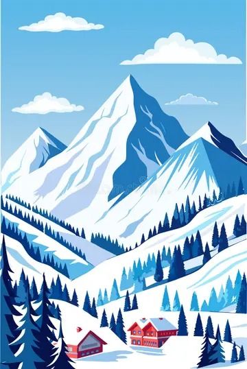 Winter Mountain Sunset Landscape Hand Drawn, Outdoor Alps Panorama Snow Sports Ski Hotel Holiday Travel, Hand Drawn Stock Vector - Illustration of rocky, forest: 306396193 Snowy Mountain Illustration, Mountain Sunset Landscapes, Ski Hotel, Snow Forest, Mountain Illustration, Winter Illustration, Sun And Clouds, Winter Mountain, Mountain Sunset