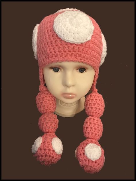 Toadette Hat Toadette Crochet Hat Pattern, Crochet Toadette Hat, Toadette Mario, Mario Costumes, Crochet Headwear, Mario Costume, Crochet Hat Pattern, Crochet Hat, Christmas Projects