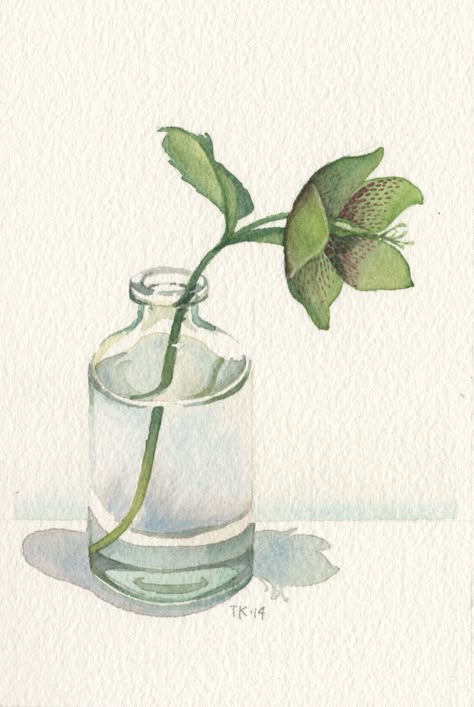 Green Flower Drawing, Watercolor Art Green, Piskel Art, Watercolor Flowers Tutorial, Watercolor Projects, Diy Watercolor Painting, Watercolour Inspiration, Watercolor Paintings Easy, Watercolor Flower Art