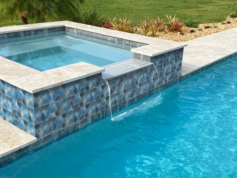 Pool 2023, Glass Pool Tile, Weather Storm, Pool Tiles, Morning Fog, Pool Waterfall, Dream Yard, Vinyl Tiles, Pool Tile