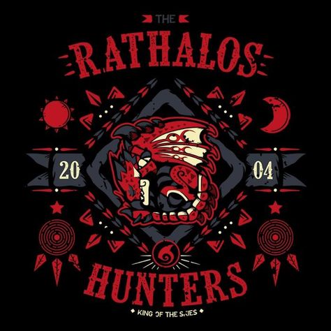 The Rathalos Hunters t-shirt Monster Hunter Rathalos, Hunting Club, Monster Hunt, Hunter King, Day Of The Shirt, Anime Prints, Monster Hunter Art, Hunter Art, Monster Hunter World