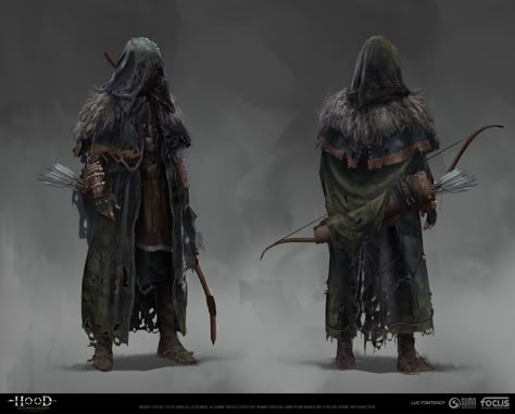 Hood Outlaws And Legends Art, Hood Outlaws And Legends, Fantasy Archer, Ranger Dnd, Archer Characters, Medieval Tattoo, 카드 디자인, Dungeons And Dragons Characters, Dnd Ideas