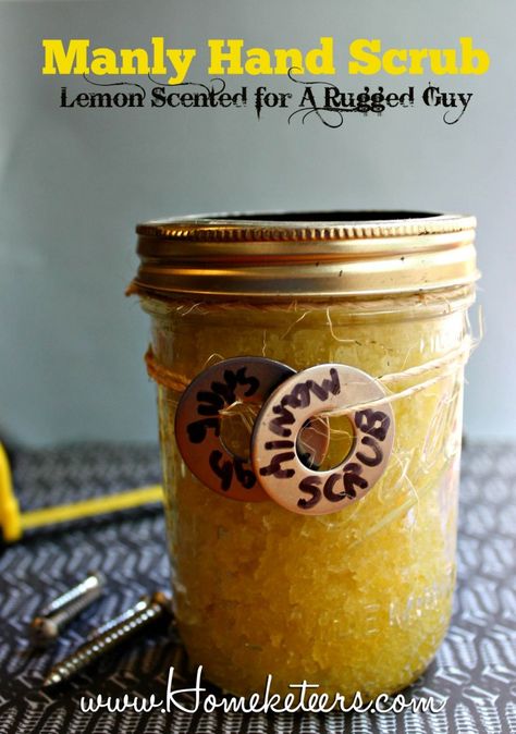 DIY Manly Lemon Hand Scrub Lemon Hand Scrub, Homemade Body Scrubs, Diy Scrubs, Salt Scrubs, Man Hand, Homemade Scrub, Diy Body Scrub, Homemade Lotion, Hand Scrub