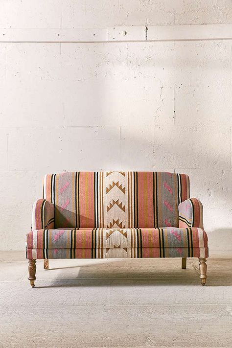 LOVE the idea of reupholstering a sofa with a Kilim rug. Carmen Kilim Sofa, $1,298 from Urban Outfitters Side Porch Ideas, Kilim Sofa, Southwest Modern, Ranch Furniture, Modern Southwestern, Kitchen Sofa, Boho Sofa, Urban Outfitters Home, Southwestern Home