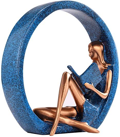 Reading Girl, Book Art Sculptures, Circle Crafts, Girl Reading Book, Resin Statue, Small Figurines, Desktop Decor, Bookshelf Decor, Girl Reading