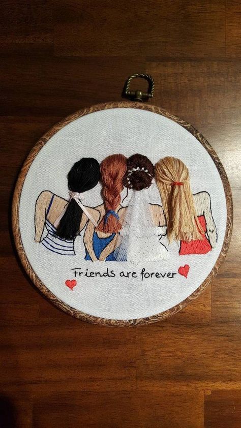 Bestfriend  -8  inc – Modern Embroidery,  best friend gift Handmade embroidery b… Embroidery Bride, Bride And Bridesmaids, Pola Sulam, 자수 디자인, Modern Embroidery, Hand Embroidery Stitches, Handmade Embroidery, Embroidery Hoop Art, Hand Embroidery Design