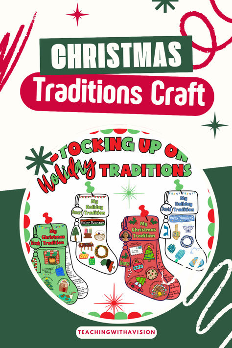 Captivate students' interest with a Christmas Writing Craft for 3rd 4th 5th grades using Christmas stocking templates to showcase Christmas, Hanukkah & Kwanzaa traditions. Perfect for Christmas Bulletin Board Letters & Borders Kwanzaa Traditions, Christmas Opinion Writing, Kids Bulletin Board, Christmas Stocking Template, Opinion Writing Activities, Stocking Template, 5th Grade Activities, Christmas Bulletin Board, Christmas Writing