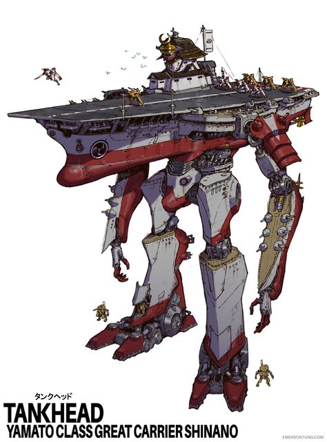 Great Carrier Shinano, Emerson Tung on ArtStation at https://www.artstation.com/artwork/9ND5bO Dieselpunk Mech, Walking Tank, Mecha Tanks, Robot Animal, Arte Robot, Transformers Artwork, Giant Robots, Robot Art, Robots Concept