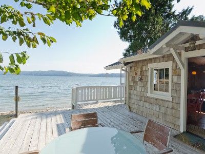 perfect little cottage on the water..... Hood Canal, Convertible Bed, Washington Travel, Beach Cabin, Cottage By The Sea, Internet Tv, Bright Ideas, Beach Cottage, Washer Dryer