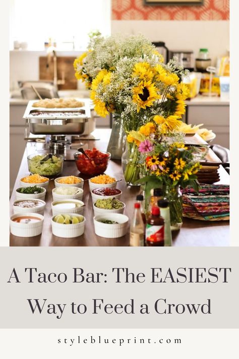 Taco Bar For A Wedding, Meat For A Crowd, Taco Bar Wedding, Beef Taco Seasoning, Taco Bar Party, Buffet Set Up, Bar At Home, Mexican Buffet, Potato Bar