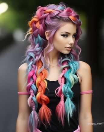 Bold and Beautiful Rainbow Hair Color Ideas to Spark Your Creativity - Puqqu Pop Of Color Hair, Dramatic Hair Colors, Exotic Hair Color, Prom Hairstyles, Unicorn Hair Color, Cotton Candy Hair, Candy Hair, Dramatic Hair, Rainbow Hair Color