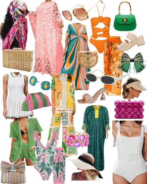 clothes for Palm Beach Palm Springs Themed Party Outfit, Retro Resort Fashion, Palm Royale Party Outfit, Retro Beach Party Decorations, Palm Beach Chic Outfit, Retro Palm Springs Fashion, Palm Beach Aesthetic Outfits, Palm Royale Aesthetic, Palm Springs Bachelorette Outfits