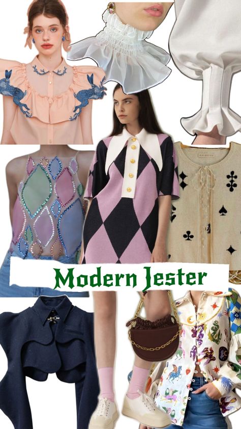 Court jester aesthetic Jester Core Outfit, Jester Inspired Outfit, Jestercore Aesthetic, Court Jester Aesthetic, Jester Clothes, Mime Aesthetic, Clown Core Aesthetic, Jester Core, Jester Aesthetic