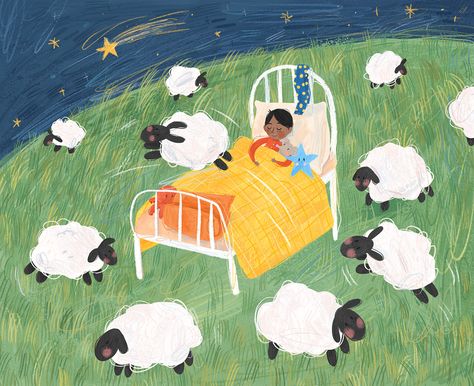 Counting Sheep | Behance Counting Sheep Illustration, Veggie Tattoo, Year Of The Sheep, Sleepy Bunny, Anna Claire, Baby Lamb Baby Shower, Sheep Illustration, Chicken Illustration, Sheep Art