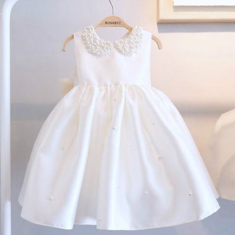 Pearl Flower Girl Dress, Baby Wedding Dress, Godmother Dress, Ivory Flower Girl Dress, Delicate Gown, Dress With Pearls, Girls Designer Dresses, Ivory Flower Girl