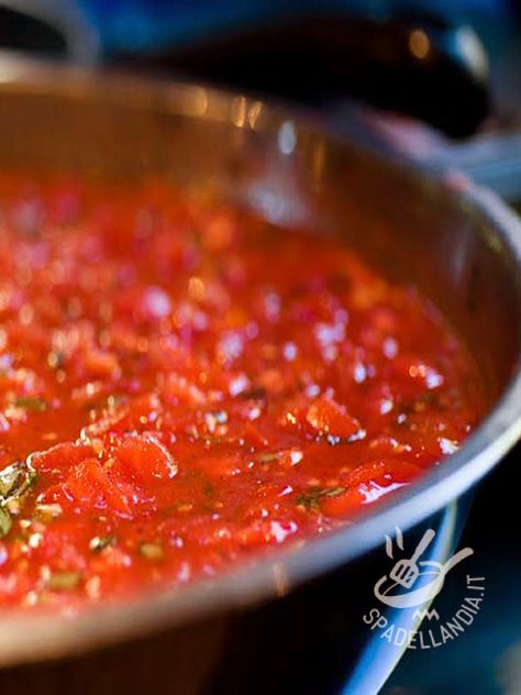 Il Sugo di pomodoro è la preparazione base più utilizzata nella cucina del Belpaese, e forse la più amata e imitata al mondo. Semplice e genuina! Best Tomato Sauce Recipe, Tomato Sauce Italian, Italian Tomato Sauce, Pasta Sauce Homemade, Fresh Tomato Sauce, Italian Pasta Dishes, Pasta Fatta In Casa, Tomato Sauce Recipe, Gravy Sauce