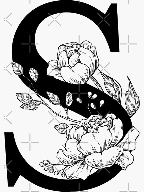 Botanical Monogram, Peony Drawing, Alphabet Art, Car Bumper Stickers, Mandala Design Art, Floral Letters, Mandala Drawing, Hand Art, Letter Art