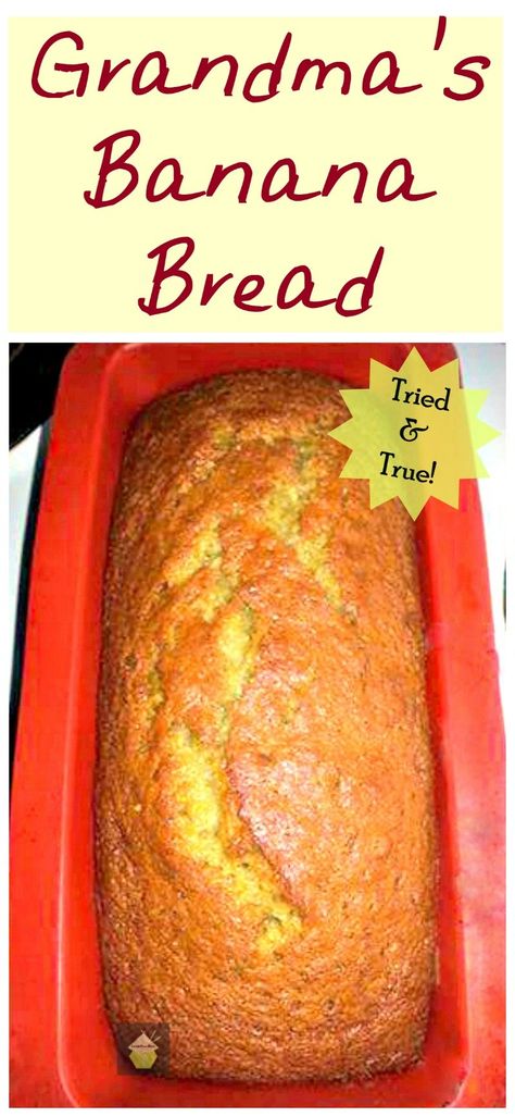 Grandma's Banana Bread. Easy recipe with no fuss or frills and gives you great results every time! Banana Bread No Nuts Recipe, No Nut Banana Bread, No Nut Banana Bread Recipe, Grandmas Banana Bread Recipe, Banana Bread With Applesauce Recipe, Grandmas Banana Bread, Banana Bread Easy, Banana Bread Recipe Moist, Bread Easy