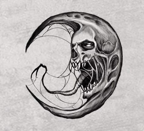 Moon Skull Drawing, Dark Moon Tattoo Design, Skull Moon Tattoo, Anthony Tattoo, Skull Drawing Tattoo, Skull Moon, Atlas Tattoo, Black Roses Wallpaper, Skull Art Tattoo