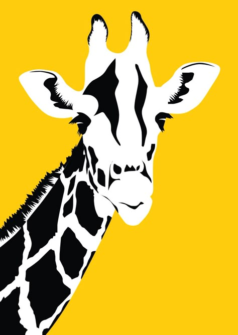 Giffafe Art, Giraffe Pop Art, Giraffe Illustration Design, Graphic Art Ideas, Big Posters On Wall, Pop Art Drawings Ideas, Pop Art Inspiration, Red Kids Rooms, Pop Art Black And White