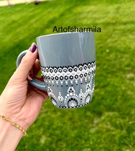 Mandala Mug, Mugs Pottery, Hand Painted Mug, Painted Mug, Painted Coffee Mugs, Lotus Painting, Painted Mandala, Canvas Drawing, Hand Painted Mugs