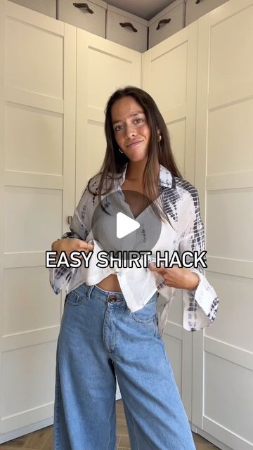 MARIA ALCALDE on Instagram: "EASY SHIRT HACK! 🤍  #hack #shirt #fashion #style #fashionstyle #fashionblogger #styleblogger #styleinspiration #stylefashion #fashionhack #summer #outfit #ootd" Hack Shirt, Shirt Hacks, Hacks Clothes, Wishful Thinking, June 17, Solid Color Shirt, Simple Shirts, Fashion Hacks Clothes, Fashion Hacks