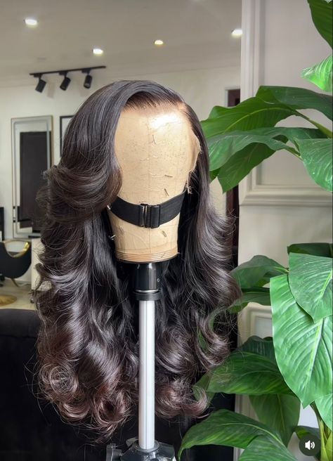 Body wave wig with bouncy curls and layers Wavy Wigs Black Women Body Wave, Layered Wig Long, 24inch Body Wave Wig, Long Wig With Curls, Wig With Layers Curls, Big Curl Wig, Side Party Body Wave Wig, Layer Curls Wig, Bouncy Hair Styles