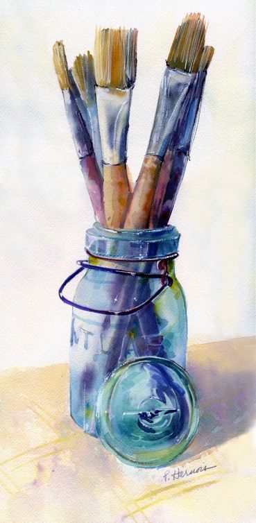 Mason Jar Art, Jar Art, Artist Life, Still Life Art, In A Jar, Watercolor Artist, Art Watercolor, Birdy, Life Art