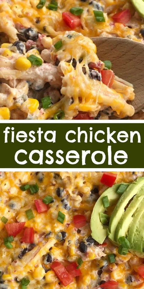 fiesta Fiesta Chicken Casserole, Chicken Fiesta, Casserole Pasta, Cheesy Chicken Casserole, Chicken Pasta Casserole, Fiesta Chicken, Resep Pasta, Casserole Chicken, Cheese Dog