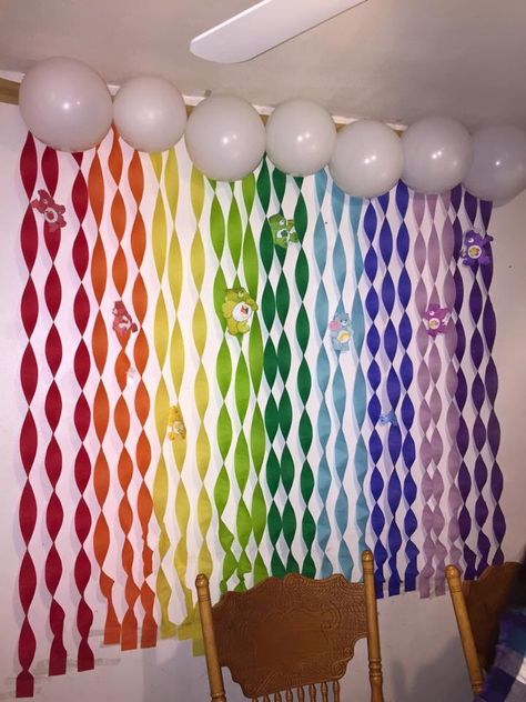 Care Bear Bid Day Theme, Care Bears Birthday Party Decorations Diy, Care Bear Trunk Or Treat, Carebear Classroom Theme, Care Bear Party Food, Care Bear Trunk Or Treat Ideas, Care Bear Theme Birthday Party, Care Bear Party Ideas, Care Bear Decorations