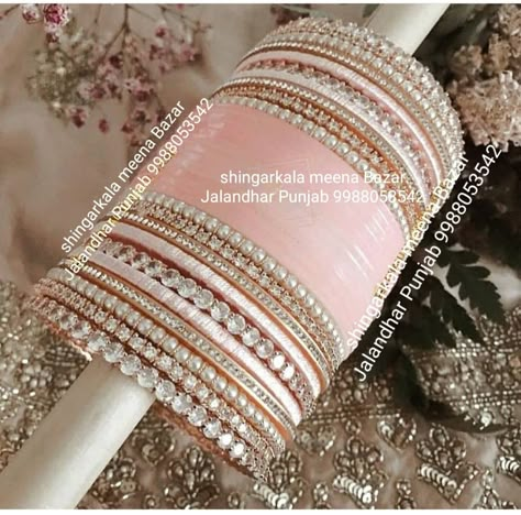 Pink Chooda, Choora Designs, Punjabi Bridal Jewelry, Jewellery Combination, Chura Designs, Wedding Chooda, Oxidised Bangles, Bangles Ideas, Colourful Bangles