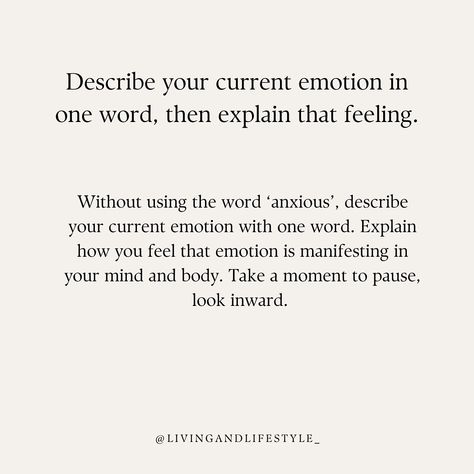 Journal prompts to calm your mind ✨ Save this post for your next journaling session! ✍🏼 #journalprompts #journalling Mindfulness Journal Prompts, Calm Your Mind, Mindfulness Journal, Describe Yourself, One Word, Journal Prompts, Blog Posts, How Are You Feeling, Mindfulness