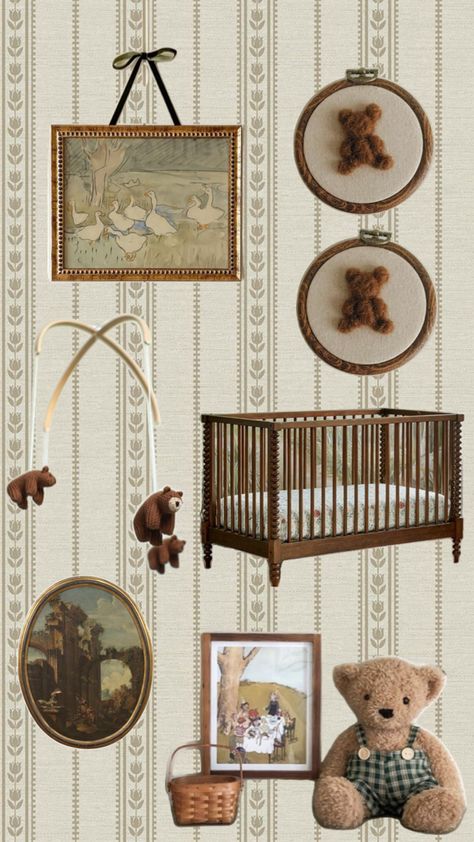 Vintage Baby Boy Nursery, Vintage Nursery Boy, Vintage Baby Rooms, Cottagecore Nursery, Cottage Nursery, Vintage Kids Room, Vintage Baby Boys, Nursery Room Design, Baby Room Inspiration