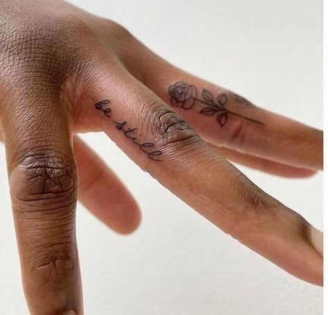 These Chic Finger Tattoos For Women Will Enrich Your Look Simple Word Tattoos, Hand Holding Tattoo, Finger Tattoos Words, Red Heart Tattoos, Cuff Tattoo, Cute Finger Tattoos, Health Tattoo, Small Finger Tattoos, Finger Tattoo For Women