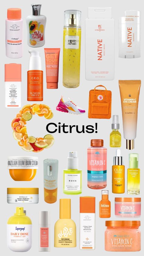 Citrus/vitamin C! 🍊 Citrus Scented Shower Routine, Citrus Body Care, Smell Like Citrus, Smell Guide, Vitamin C Body Wash, Scent Guide, Citrus Perfume, Citrus Smell, Serious Skin Care