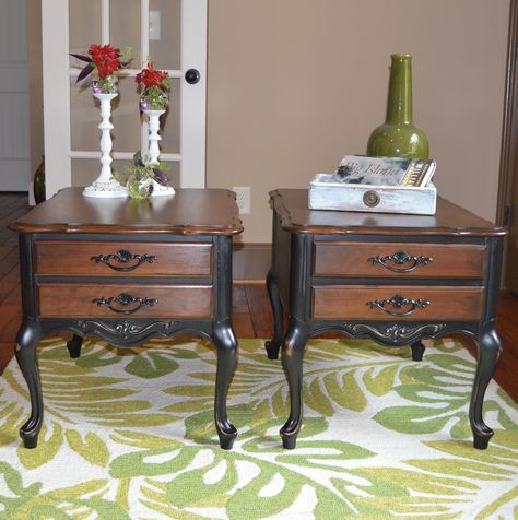 Queen Ann Furniture Makeover, Queen Anne End Table Makeover, Queen Anne Furniture Makeover, Refurbished End Tables, Queen Anne Furniture, Cherry Bedroom Furniture, Cottage House Interior, Furniture Makeover Inspiration, End Table Makeover