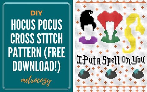 Witchy Stitching | Craft Gossip | Bloglovin’ Hocus Pocus Cross Stitch, Witch Cross Stitch, Best Halloween Movies, Alphabet Templates, Halloween Cross Stitch Patterns, Weekend Crafts, Halloween Cross Stitches, Cute Cross Stitch, Embroidery Patterns Free