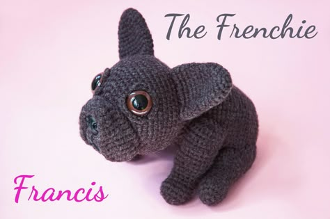 Frenchie Crochet Pattern, Toy French Bulldog, French Bulldog Art, Crochet Dog Patterns, Crocheted Patterns, Mattress Stitch, Crochet Dog, Crochet Doll Pattern, Dog Pattern