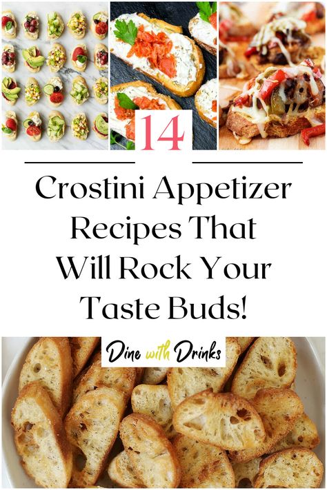 Collage of 4 crostini appetizer recipes. Gourmet Crostini, Tartlets Savory, Bruschetta Appetizers, Crostini Appetizer, Bruschetta Appetizer, Cold Dip Recipes, Bridgerton Party, Crostini Appetizers, Crostini Recipes