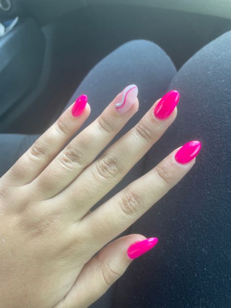 Hot pink nails|pink nails|nails|back to school nails|inspo|pinterest nails #nails #insponails #pink #pinknails #aesthetic #backtoschoolnails #trendy #hotpink Hot Pink Nail With Design, Pink Nail With Design, Nails Back To School, Back To School Nails, Hot Pink Nails, Pinterest Nails, School Nails, Nails Pink, Nails Inspo