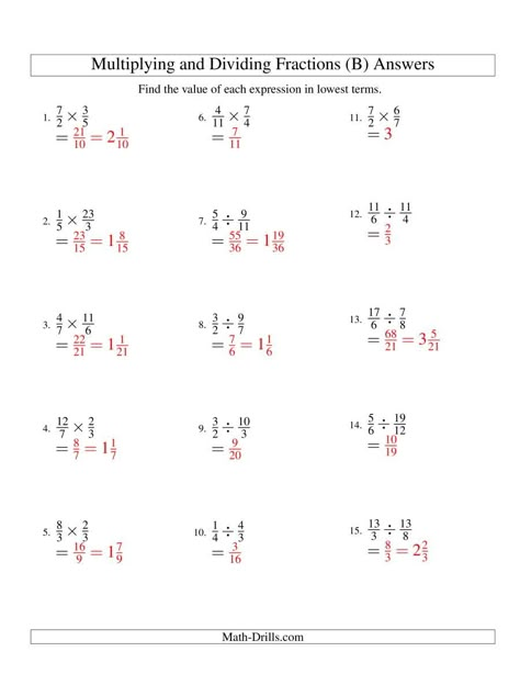 The Multiplying and Dividing Fractions (B) math worksheet page 2 Fractions Worksheets Grade 4, 6 Multiplication, Free Fraction Worksheets, Dividing Fractions Worksheets, Multiplying Fractions Worksheets, Fraction Worksheet, 8th Grade Math Worksheets, Culinary Basics, Multiplying And Dividing Fractions