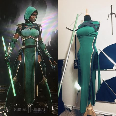 Jade Costume, Jade Cosplay, Jade Mk Cosplay, Mortal Combat Halloween Outfit, Jade Mortal Kombat Costume, Mortal Kombat Kitana Costume, Jade Mortal Kombat 11, Mortal Kombat Halloween Costume, Kitana Mortal Kombat Costume Jade