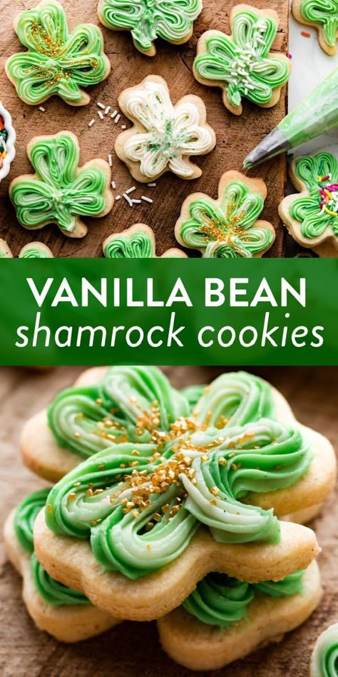 Saint Patrick's Day Baking, St Patrick’s Baking Ideas, Saint Patricks Day Baking Ideas, St Pats Recipes, Shamrock Cookies Easy, St Patricks Day Cookie Recipes, St Patrick Recipes Desserts, St Pat Day Desserts, St Patrick’s Day Cookies Buttercream