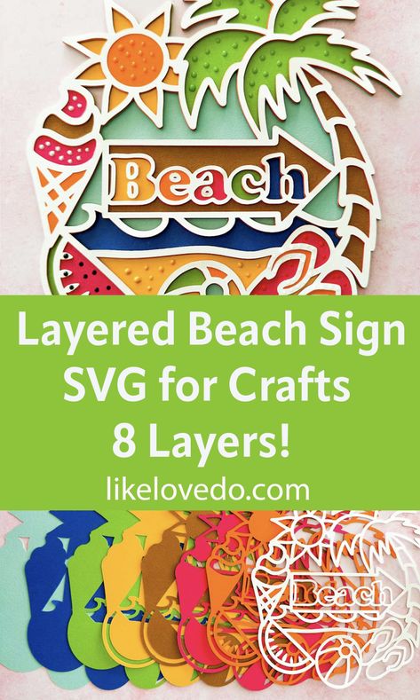 Layered Beach Wreath SVG - Like Love Do Pool Party Cake Topper, Jewelry Making Kids, Protea Art, Kids Going To School, Scrapbooking Layouts Baby, Wreath Svg, Beach Sign, Textiles Projects, Beach Wreath