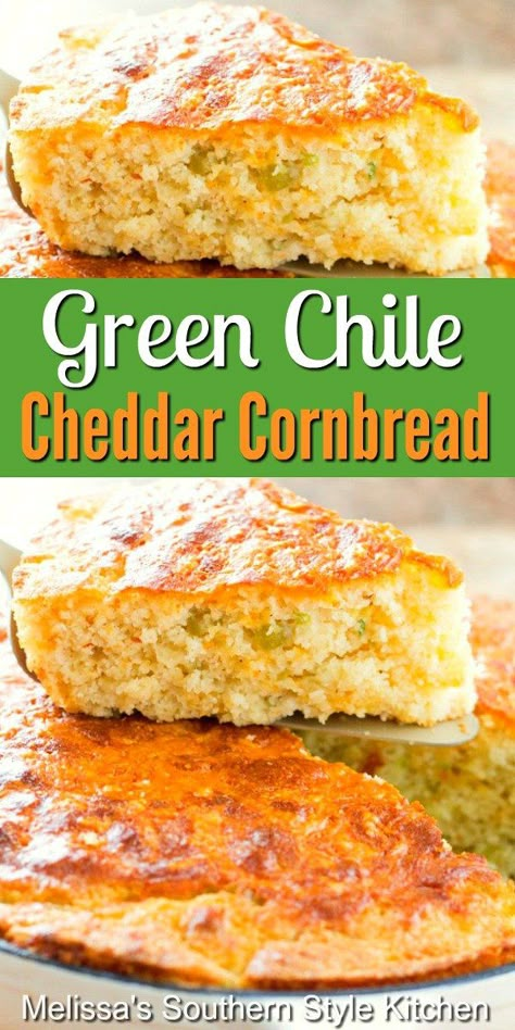 Chile Cornbread, Green Chili Cornbread, Green Chile Cornbread, Mexican Cornbread Recipe, Cheddar Cornbread, Best Homemade Bread Recipe, Mexican Cornbread, Chili And Cornbread, Corn Bread Recipe