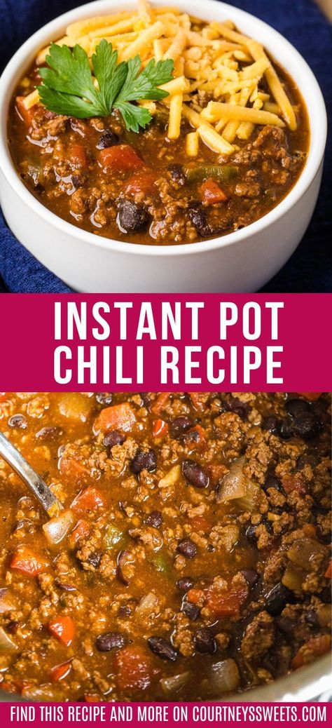 Easy Chili Beans Recipe Simple, Simple Instapot Recipes, Instapot Hamburger Recipes, Ground Beef Recipes For Dinner Instapot, Instant Pot Chili Ground Beef, Instapot Recipes For Beginners, Instantpot Chili, Hamburger Chili, Instant Pot Chili Recipe