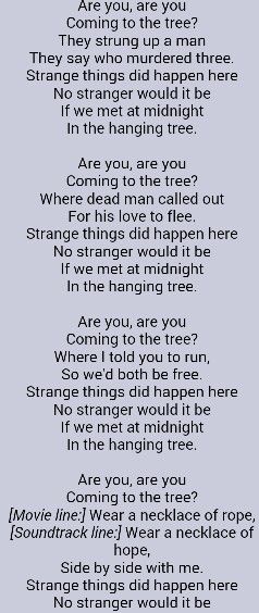 The hanging tree lyrics The Hanging Tree Lyrics, Hanging Tree Song Hunger Games, Hunger Games Songs Lyrics, Creepy Song Lyrics, The Hanging Tree Hunger Games, Hanging Tree Song, Hanging Tree Hunger Games, Hanging Tree Lyrics, Hunger Games Hanging Tree